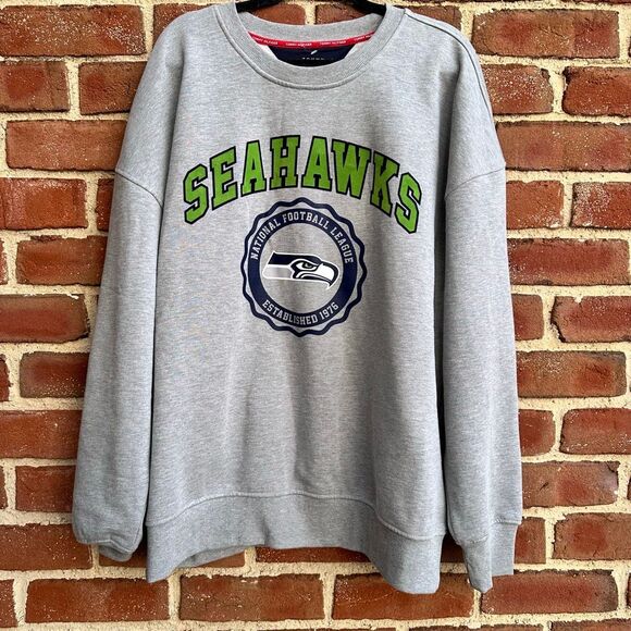 Tommy Hilfiger x NFL Seahawks Football Crewneck Sweatshirt Gray Men’s XL NEW
